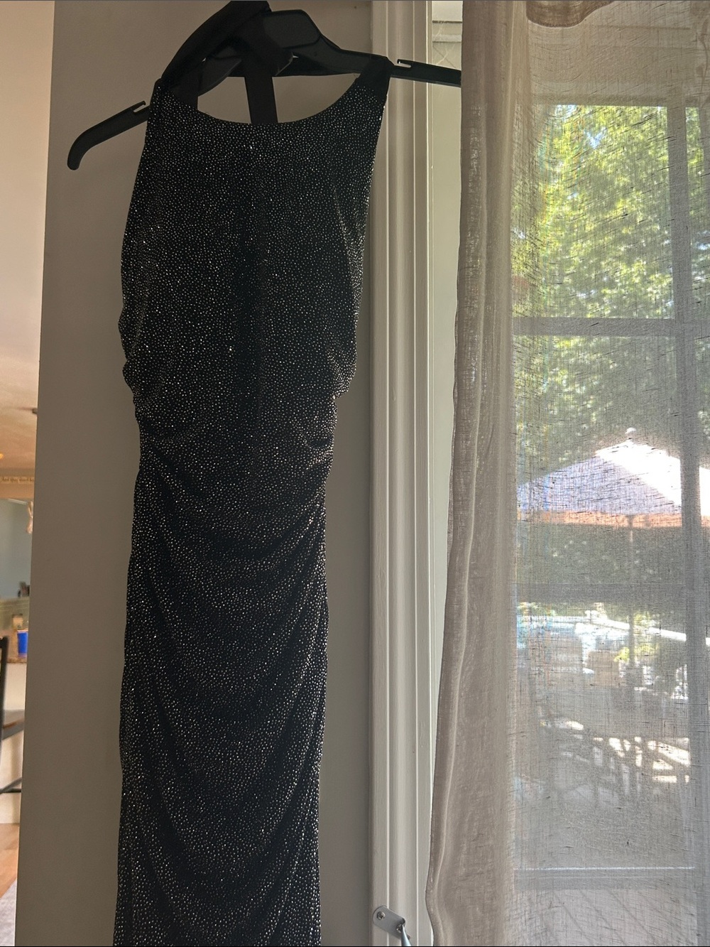 Calvin Klein Black Sparkle Ruched Midi Dress